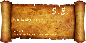 Sarkady Erik névjegykártya